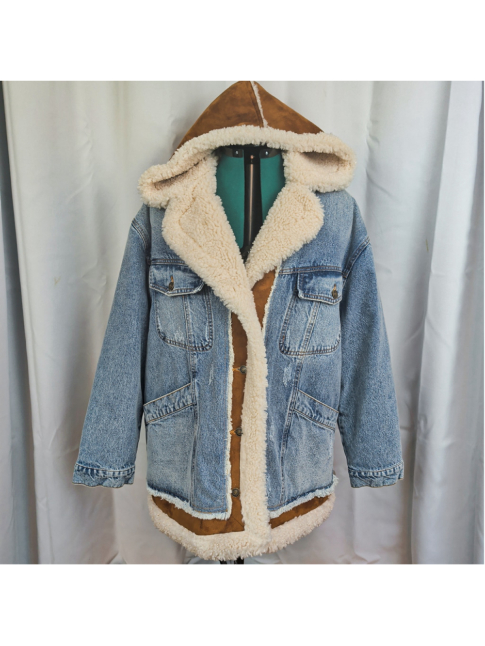 We The Free Magnolia Cozy Denim Jacket With Sherpa Lining XL